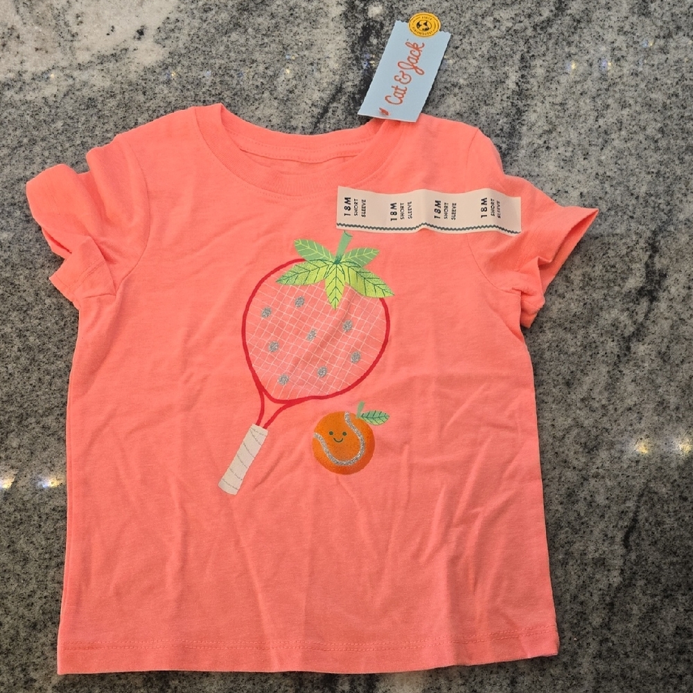 Cat & Jack Toddler Girls Graphic T Shirt - Pink/orange